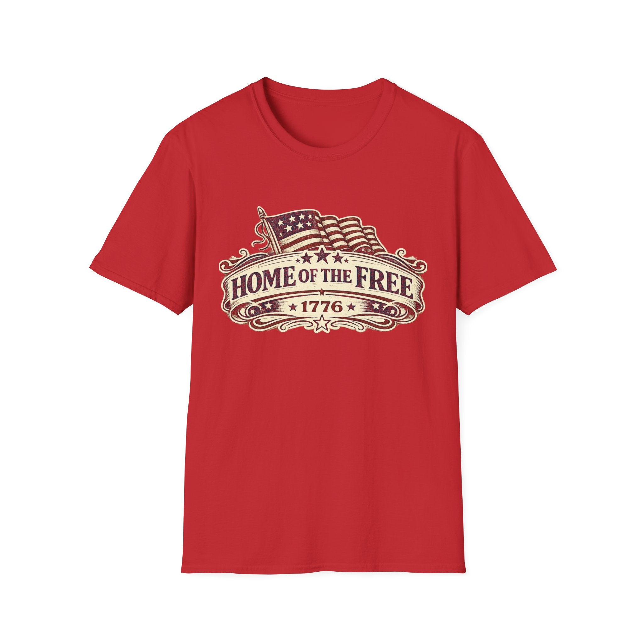 T-Shirt — "Home of the Free 1776" Vintage American Flag Patriotic Tee