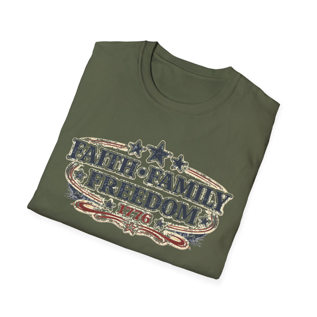 Faith Family Freedom T-Shirt — Patriotic 1776 American Pride Tee