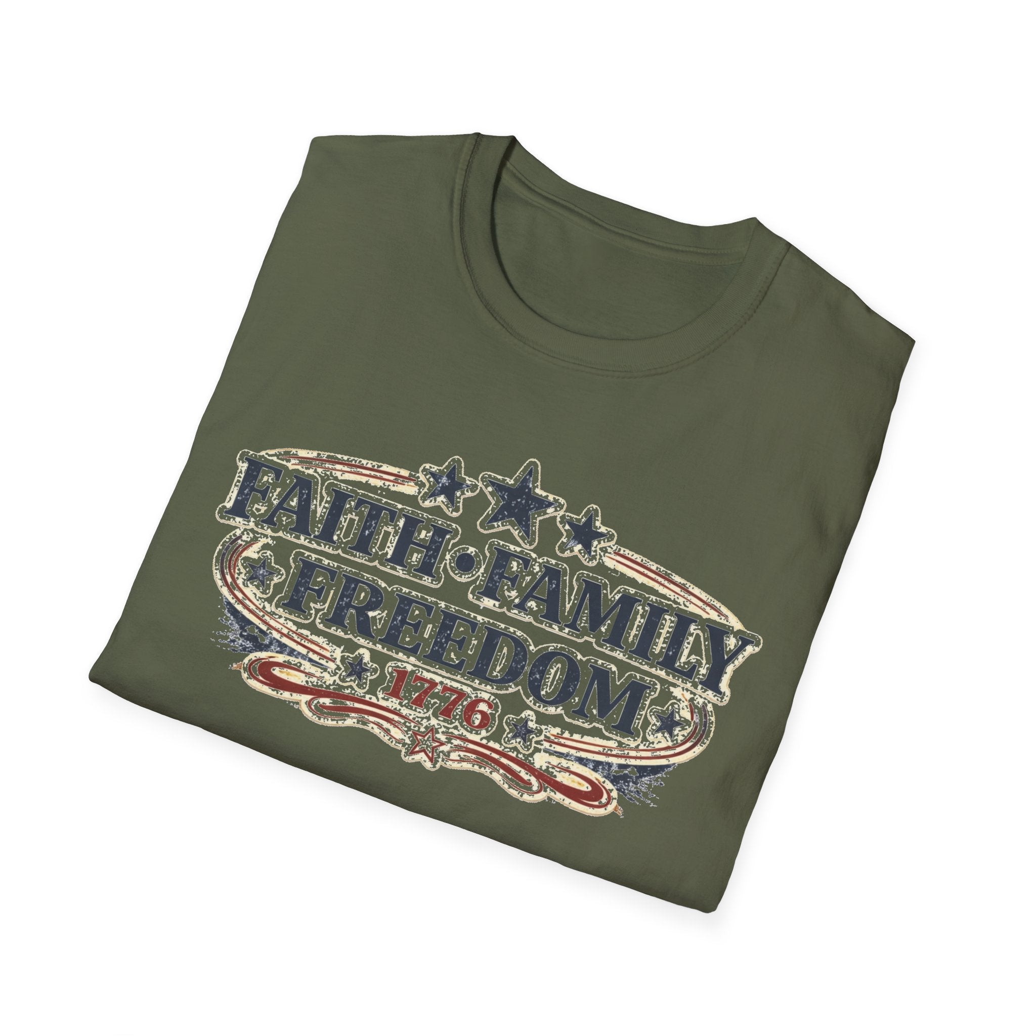 Faith Family Freedom T-Shirt — Patriotic 1776 American Pride Tee