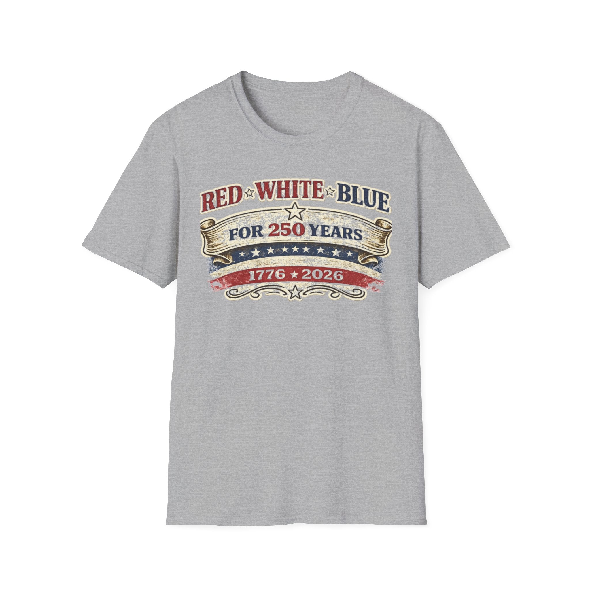 250 Years Red White and Blue T-Shirt — Patriotic Anniversary Tee