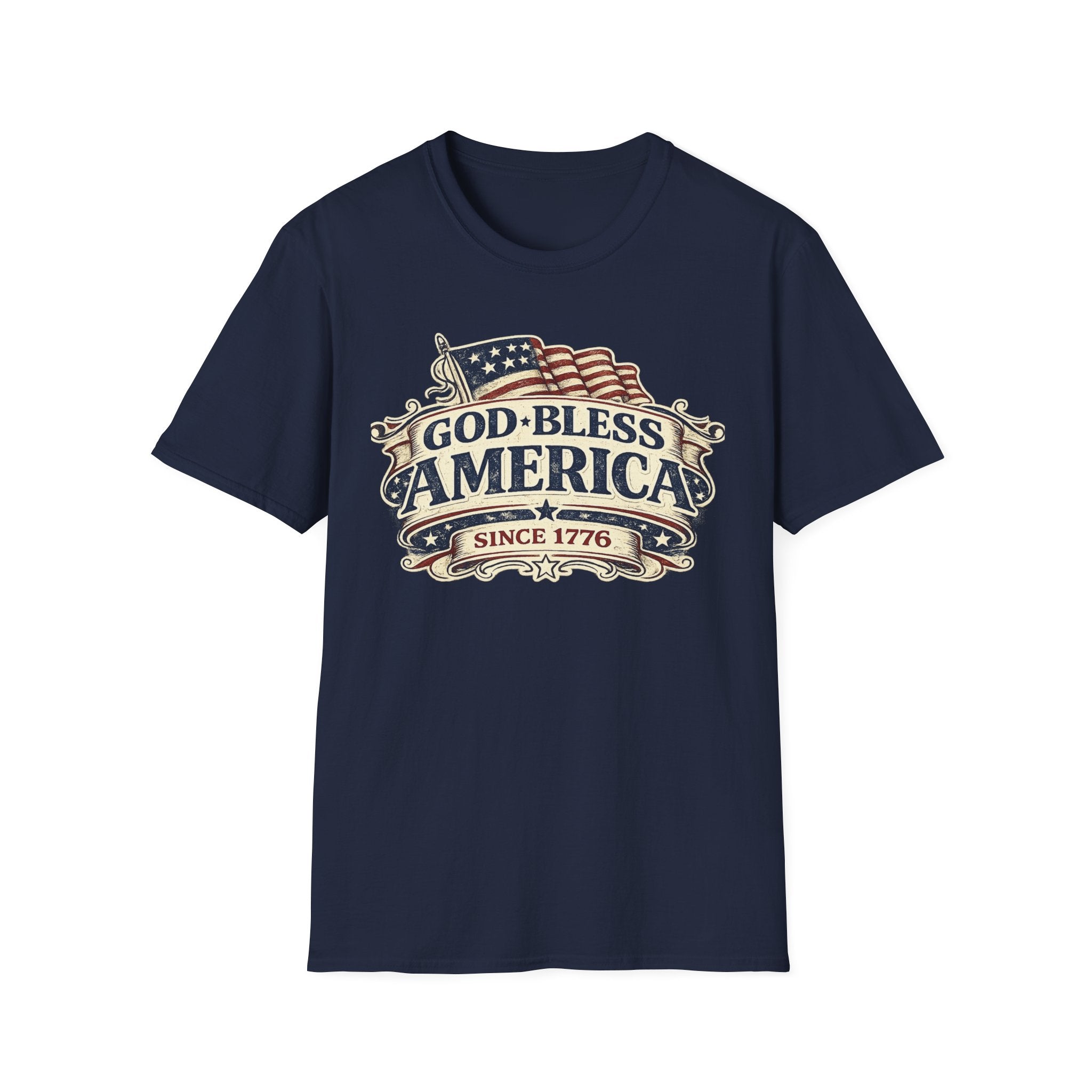 God Bless America T-Shirt – Vintage Flag Patriotic Tee (Since 1776)