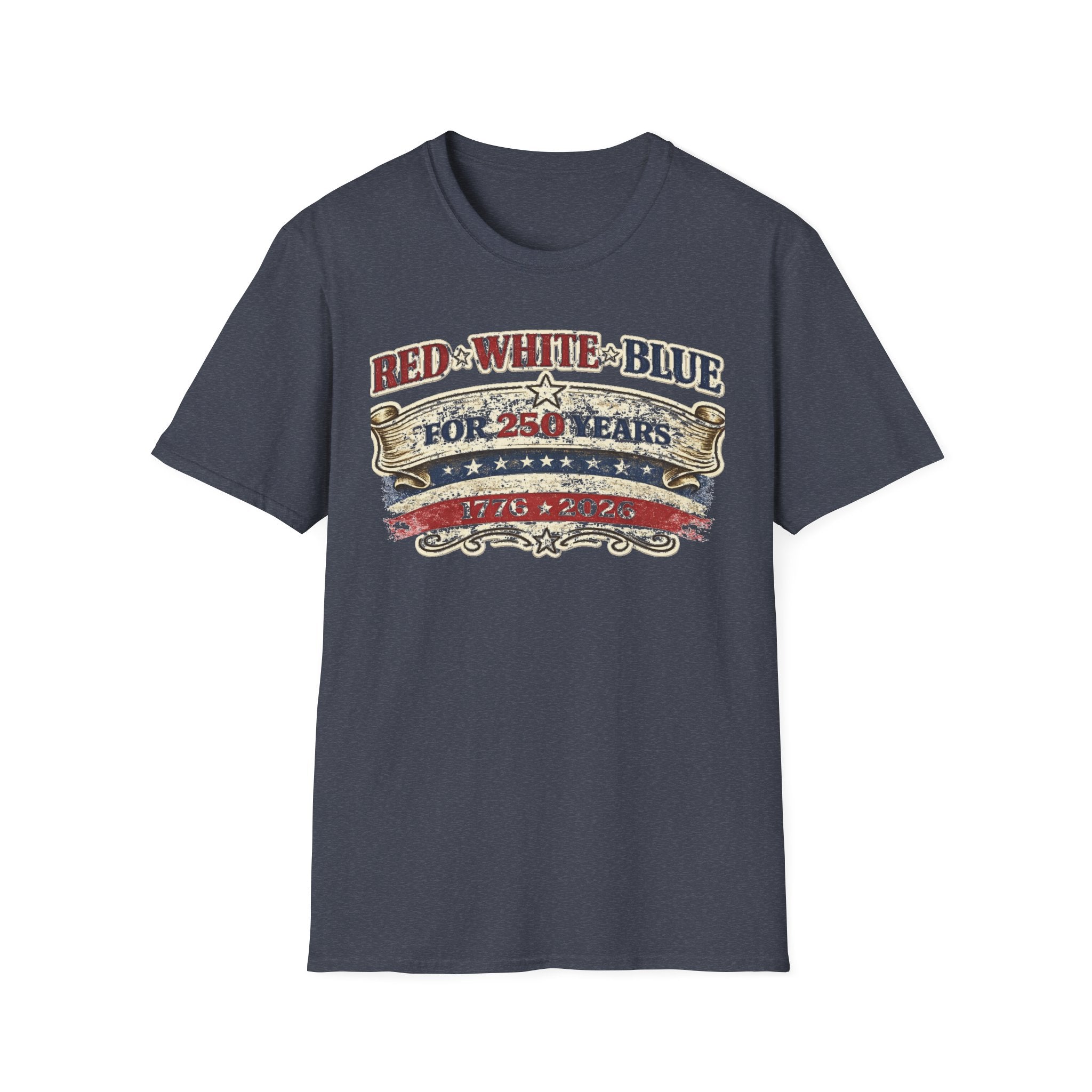 250 Years Red White and Blue T-Shirt — Patriotic Anniversary Tee