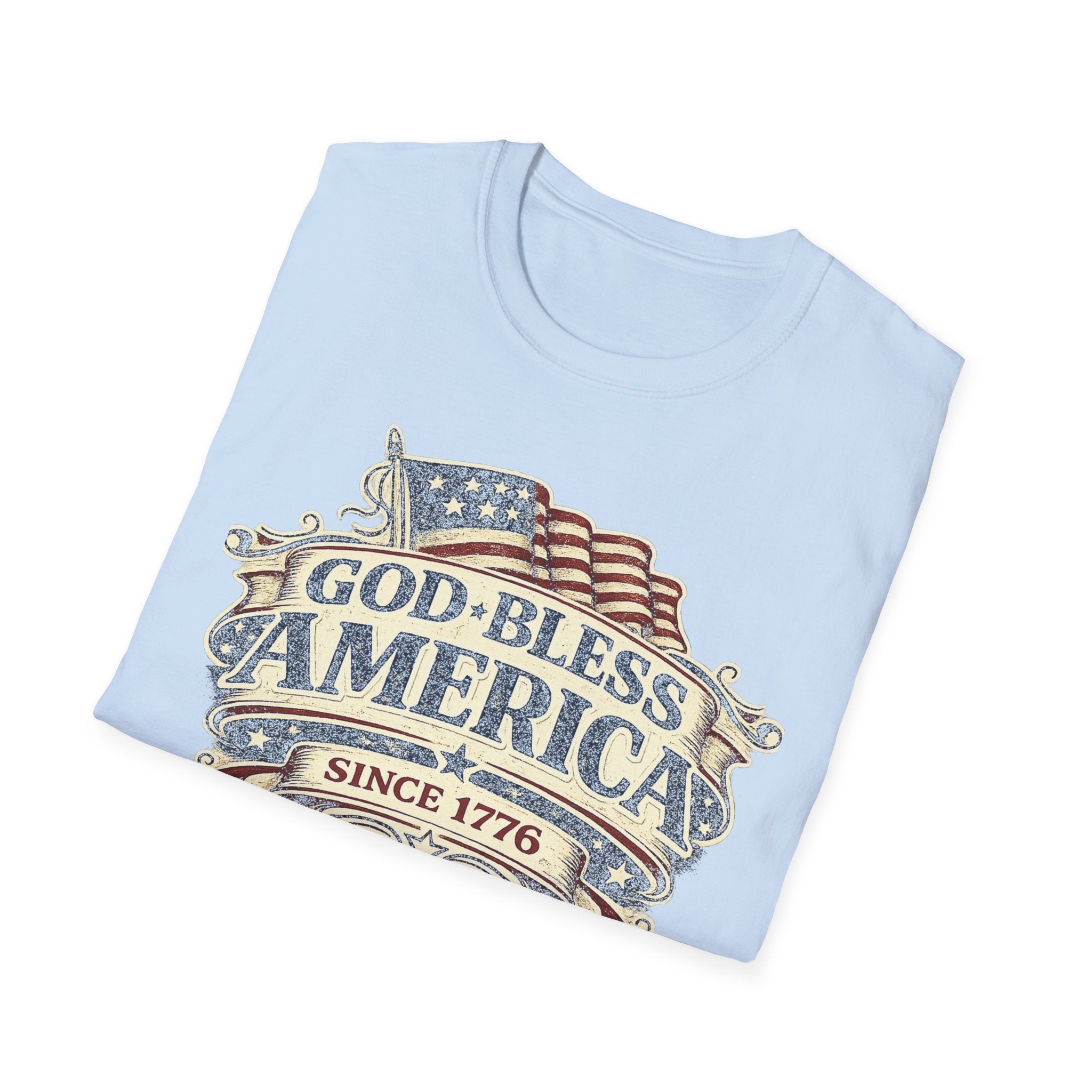 God Bless America T-Shirt – Vintage Flag Patriotic Tee (Since 1776)