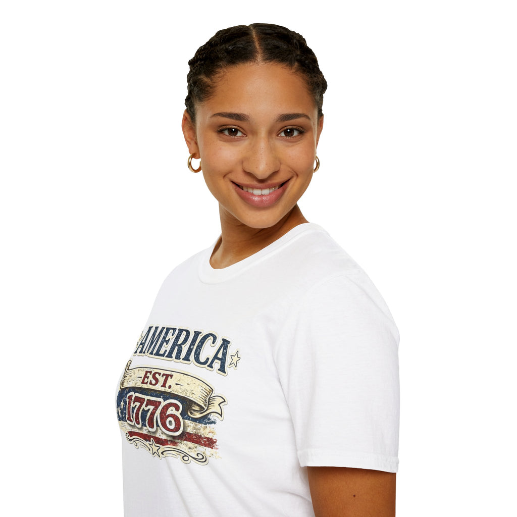 America est 1776 T-Shirt — Vintage Patriotic Tee
