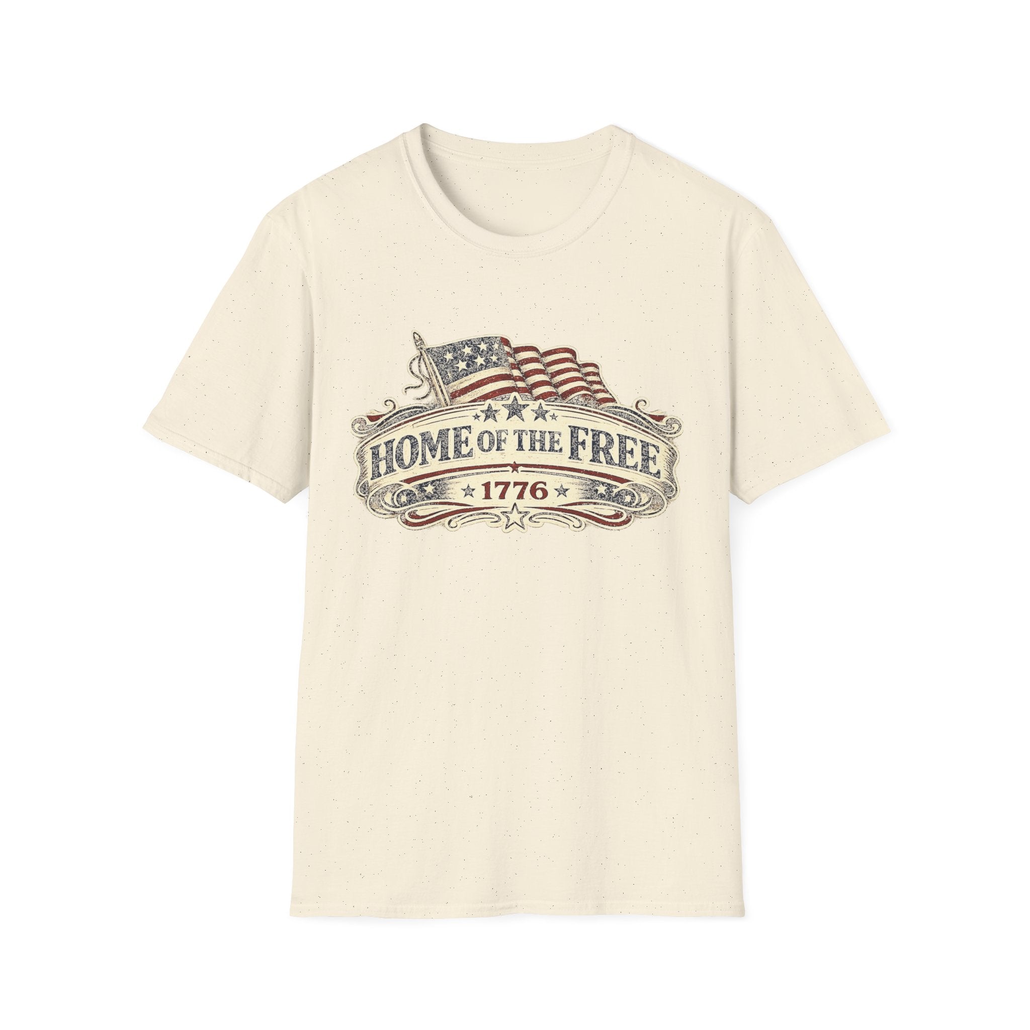 T-Shirt — "Home of the Free 1776" Vintage American Flag Patriotic Tee