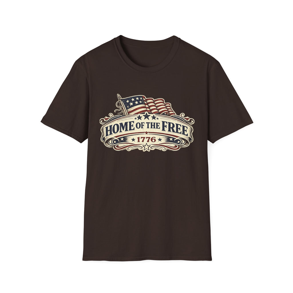 T-Shirt — "Home of the Free 1776" Vintage American Flag Patriotic Tee