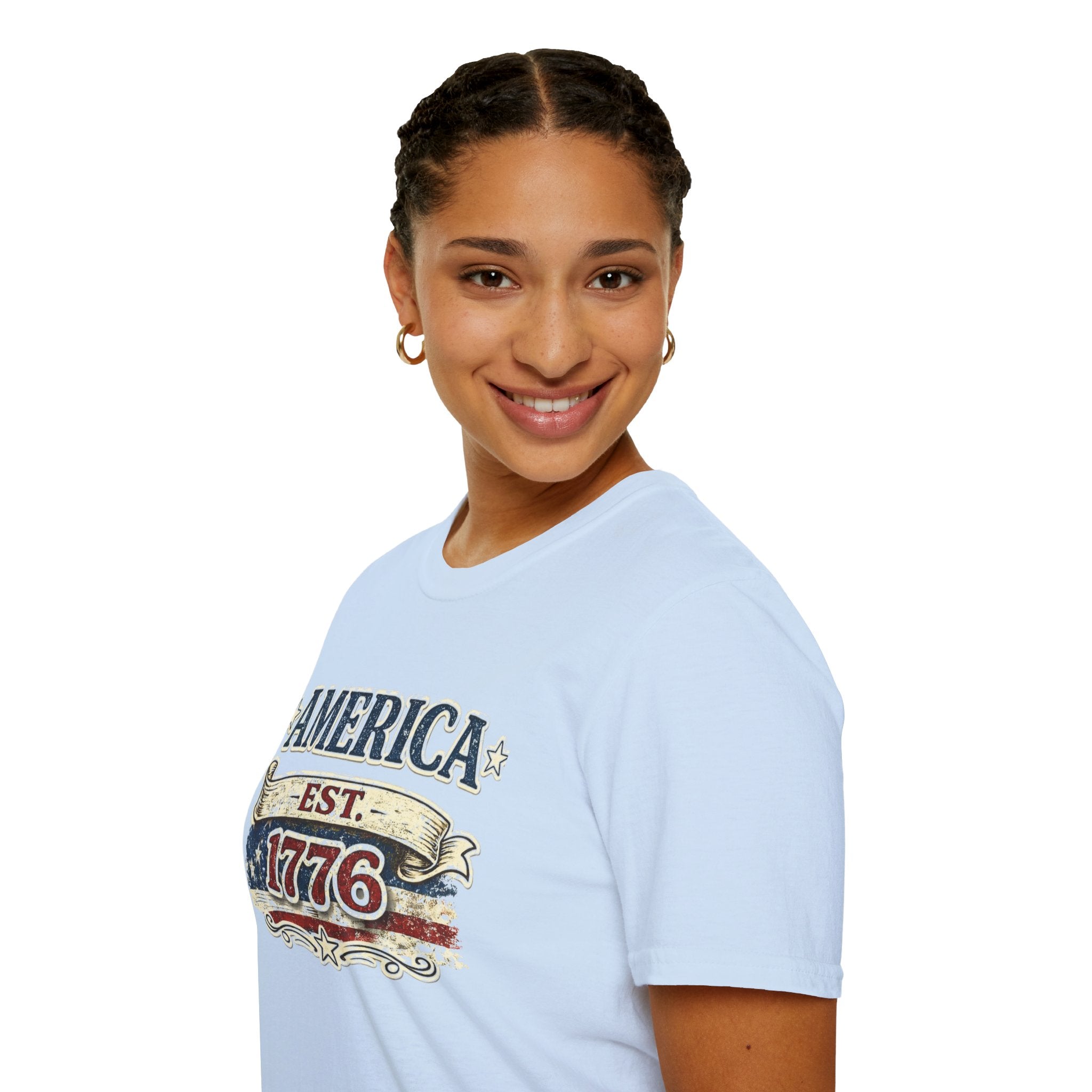 America est 1776 T-Shirt — Vintage Patriotic Tee