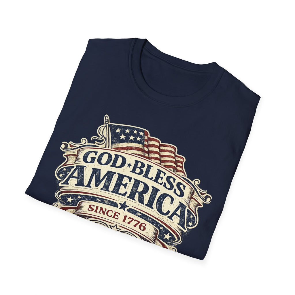 God Bless America T-Shirt – Vintage Flag Patriotic Tee (Since 1776)