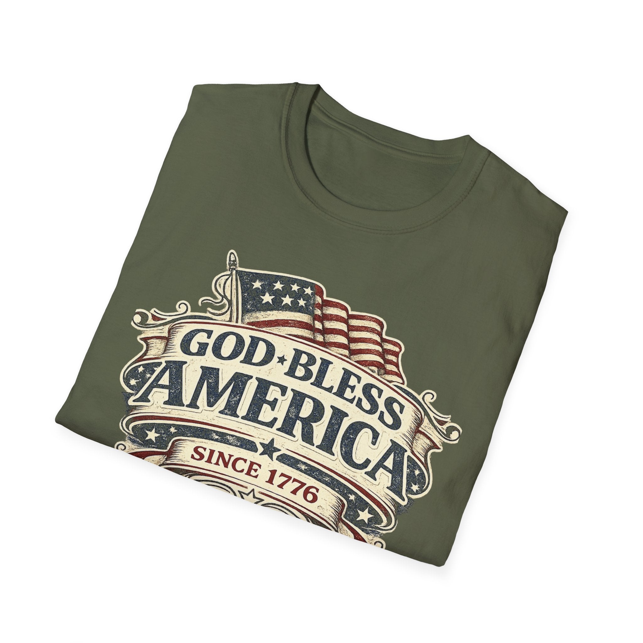 God Bless America T-Shirt – Vintage Flag Patriotic Tee (Since 1776)