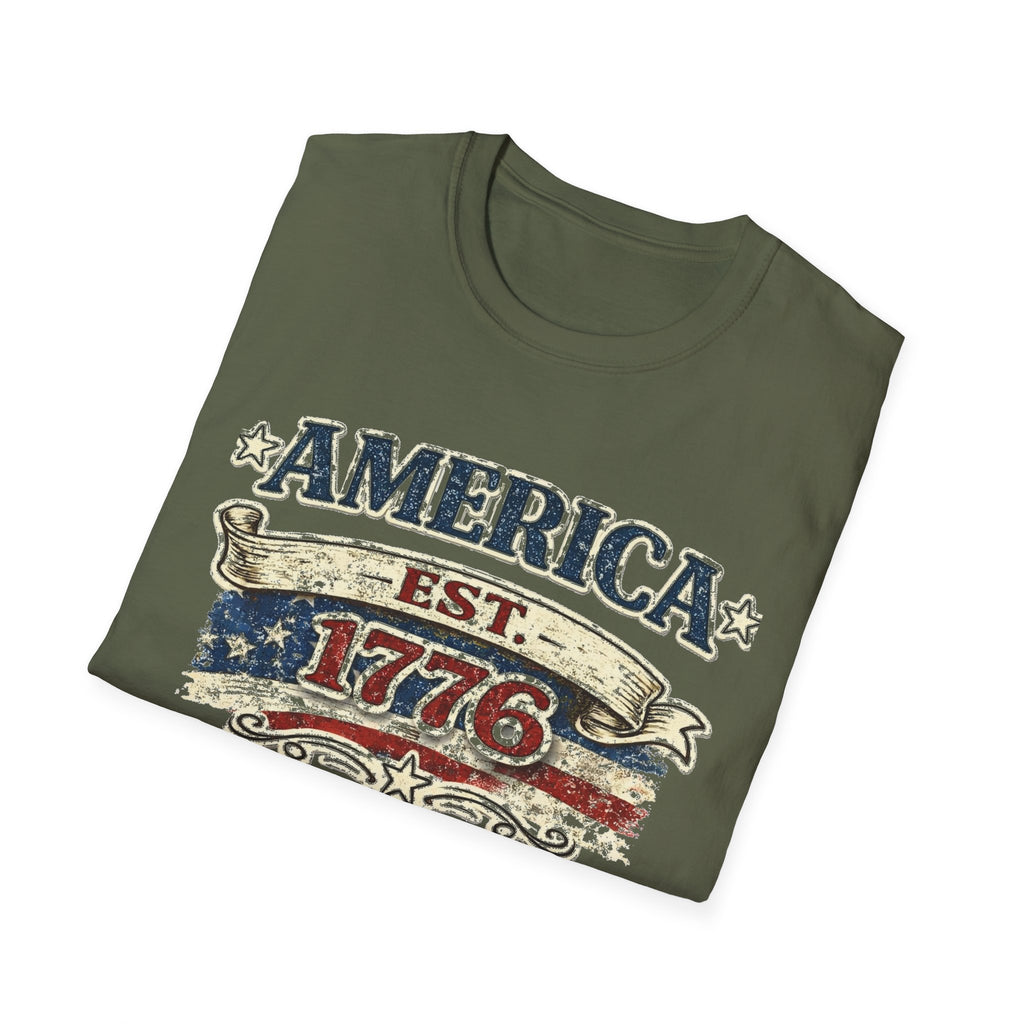 America est 1776 T-Shirt — Vintage Patriotic Tee