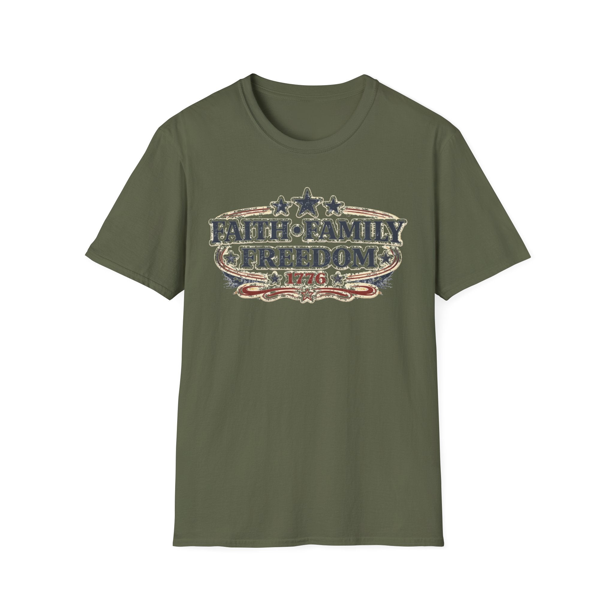 Faith Family Freedom T-Shirt — Patriotic 1776 American Pride Tee