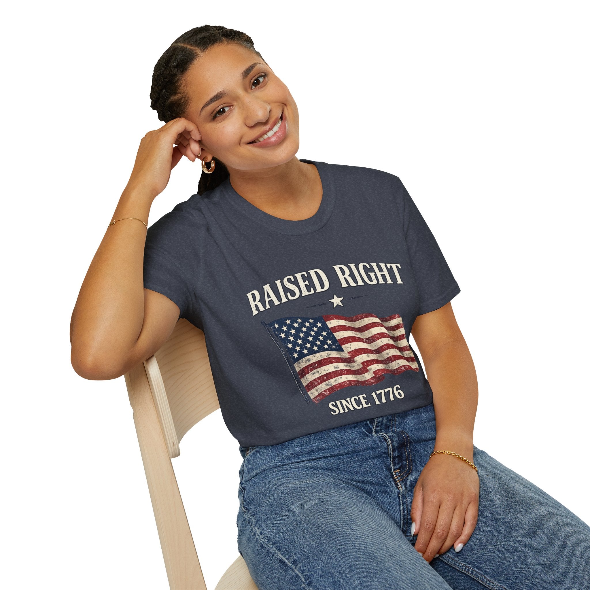 Raised Right Flag T-Shirt — American Flag "Since 1776" Patriotic Tee