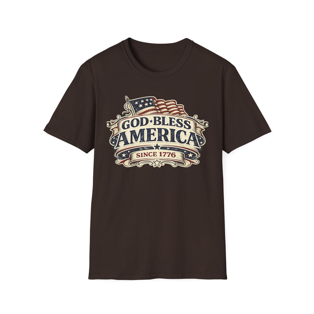 God Bless America T-Shirt – Vintage Flag Patriotic Tee (Since 1776)