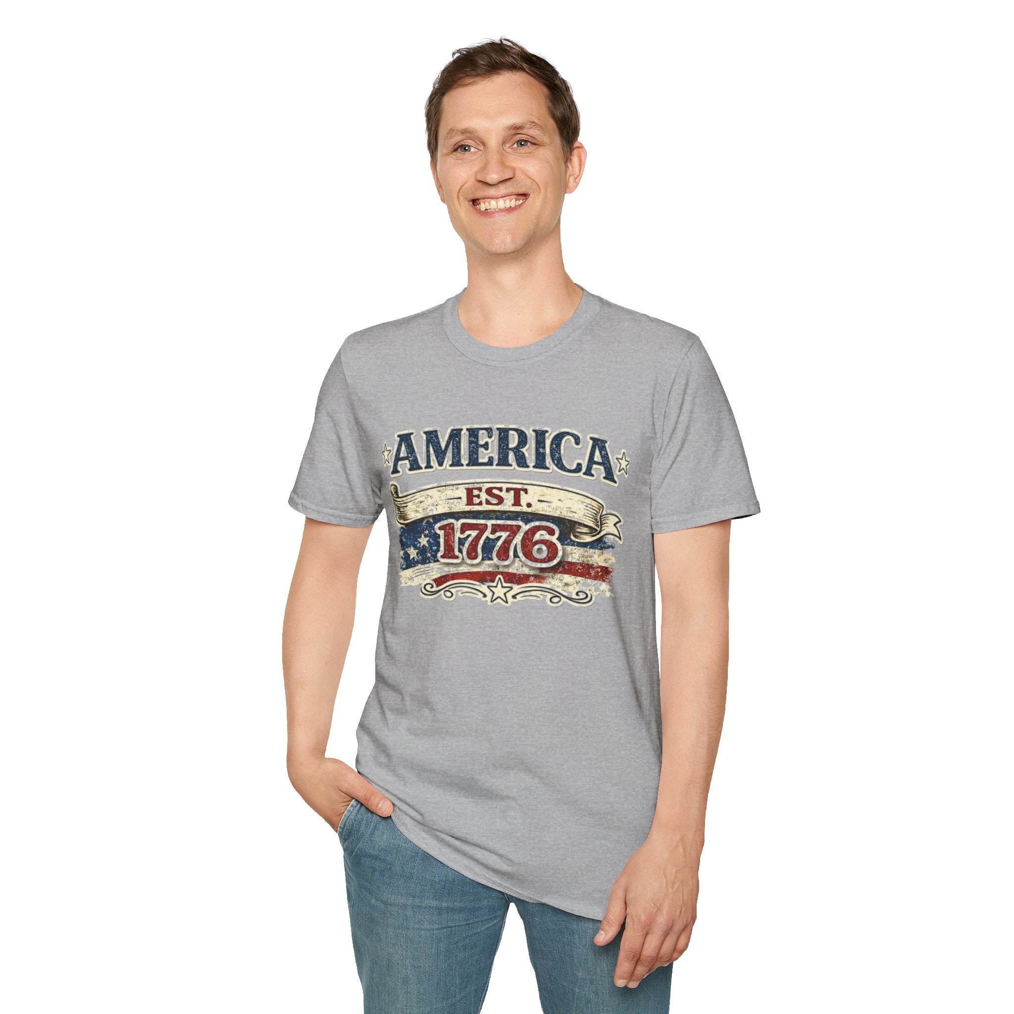 America est 1776 T-Shirt — Vintage Patriotic Tee