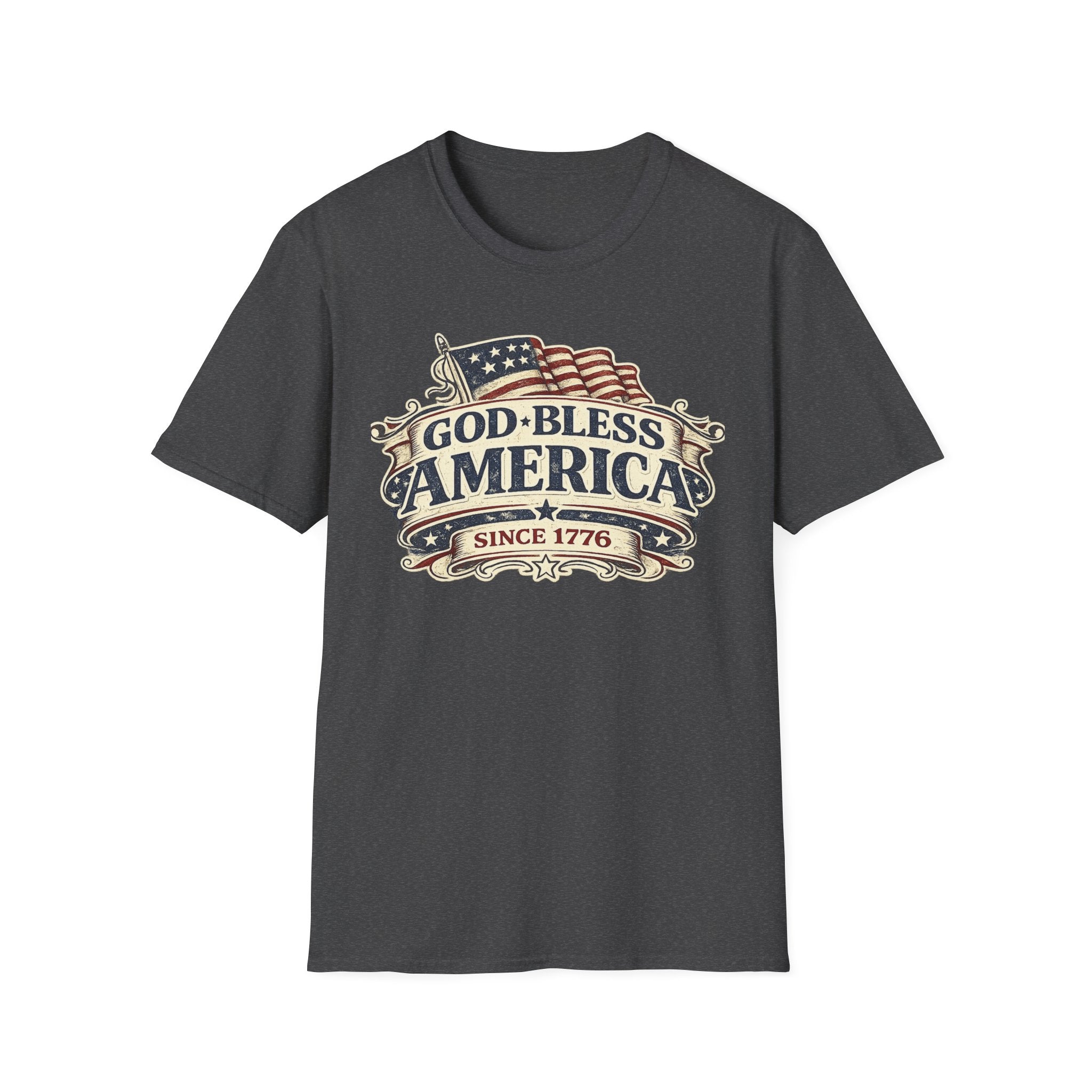 God Bless America T-Shirt – Vintage Flag Patriotic Tee (Since 1776)