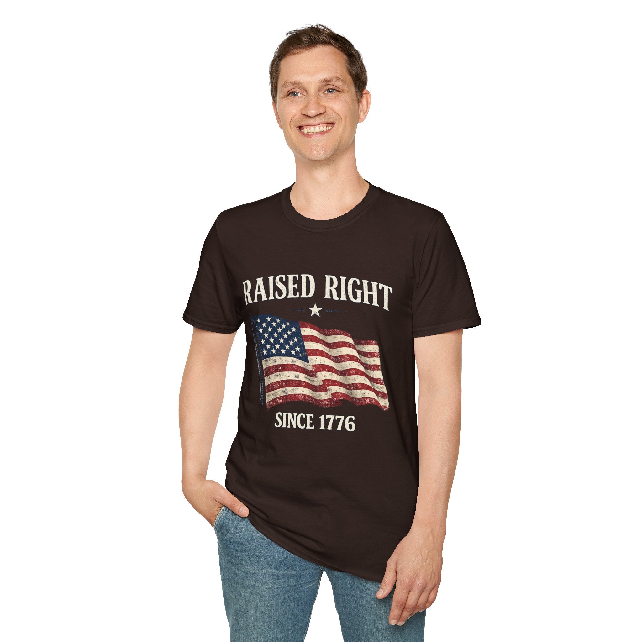 Raised Right Flag T-Shirt — American Flag "Since 1776" Patriotic Tee