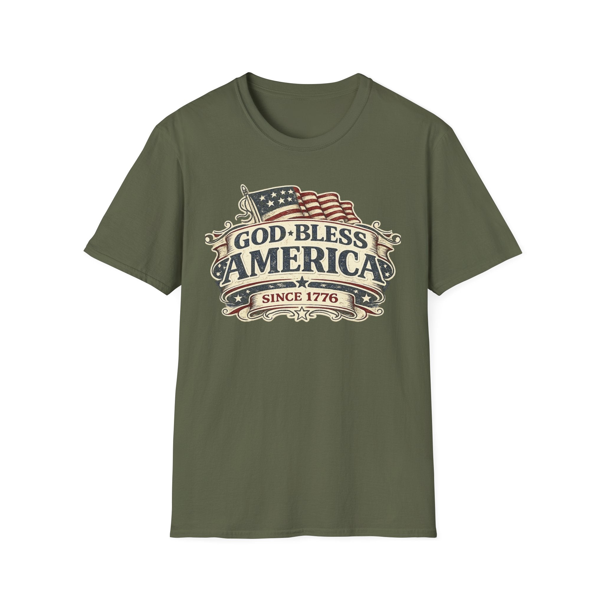 God Bless America T-Shirt – Vintage Flag Patriotic Tee (Since 1776)