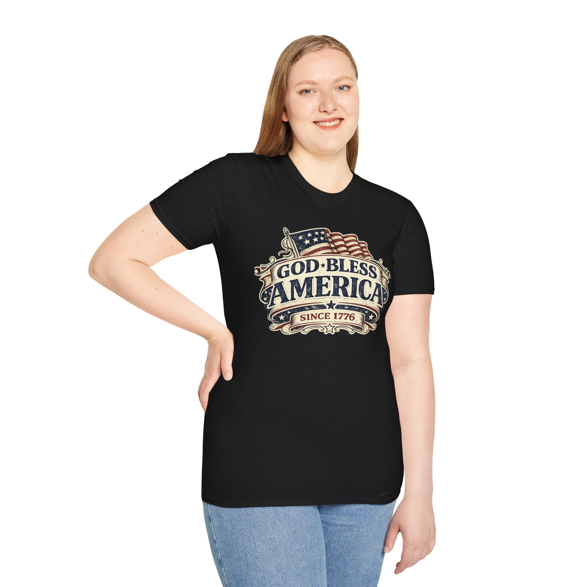 God Bless America T-Shirt – Vintage Flag Patriotic Tee (Since 1776)