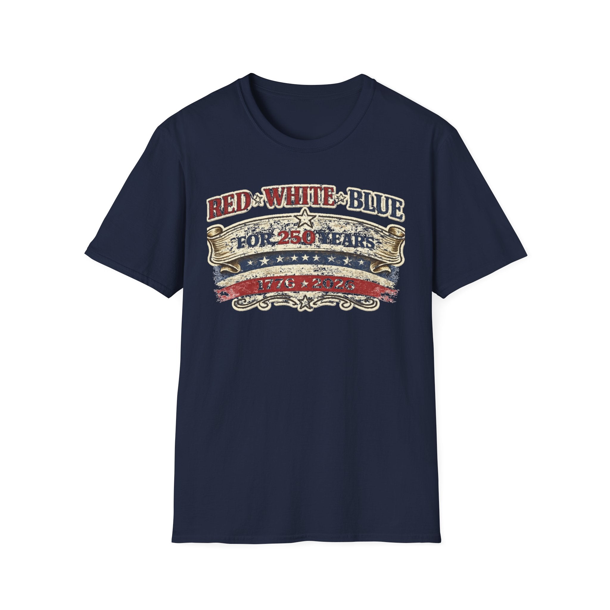 250 Years Red White and Blue T-Shirt — Patriotic Anniversary Tee