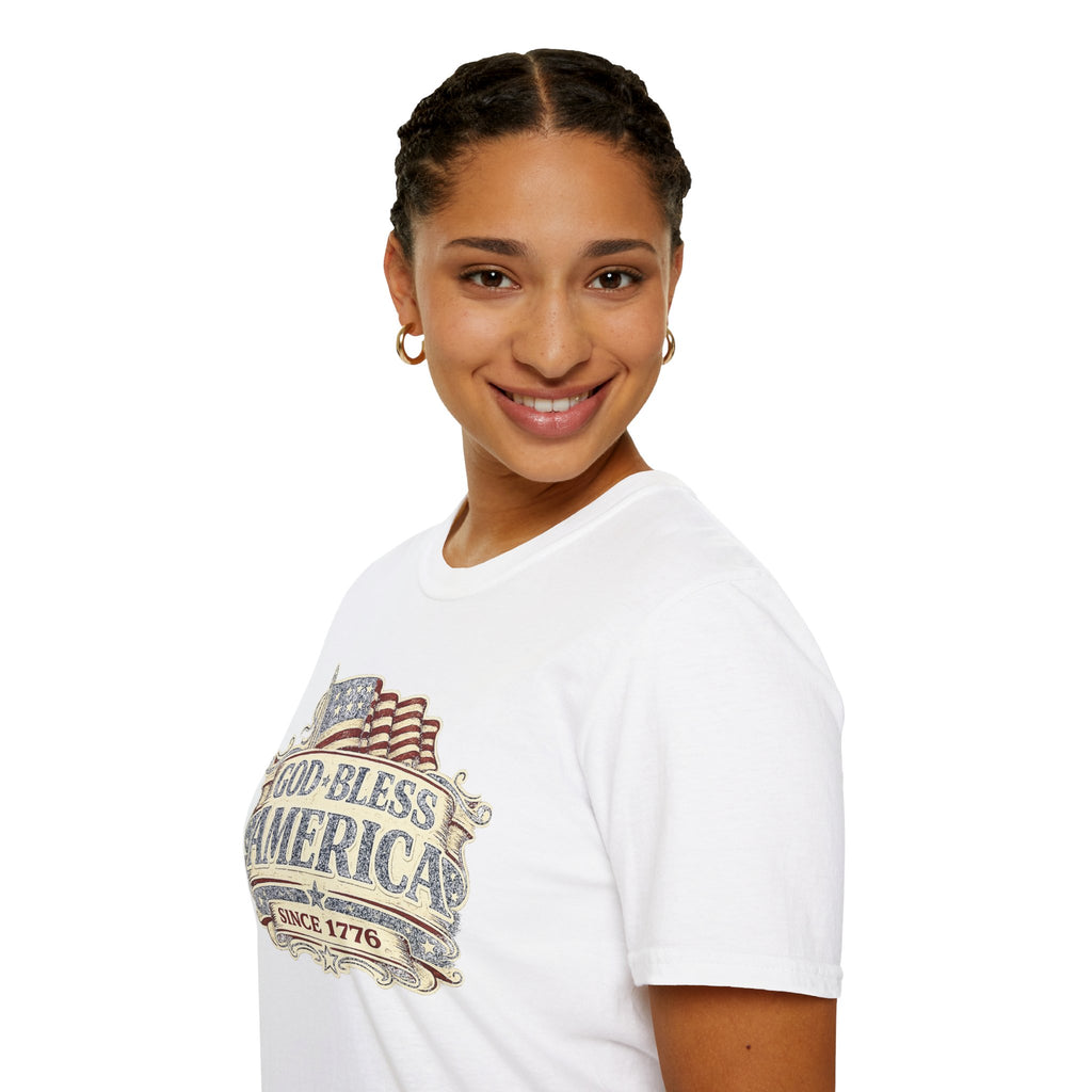 God Bless America T-Shirt – Vintage Flag Patriotic Tee (Since 1776)