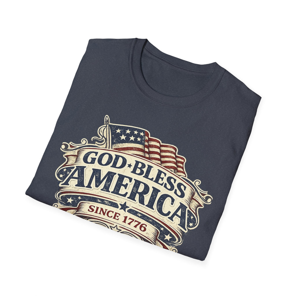 God Bless America T-Shirt – Vintage Flag Patriotic Tee (Since 1776)