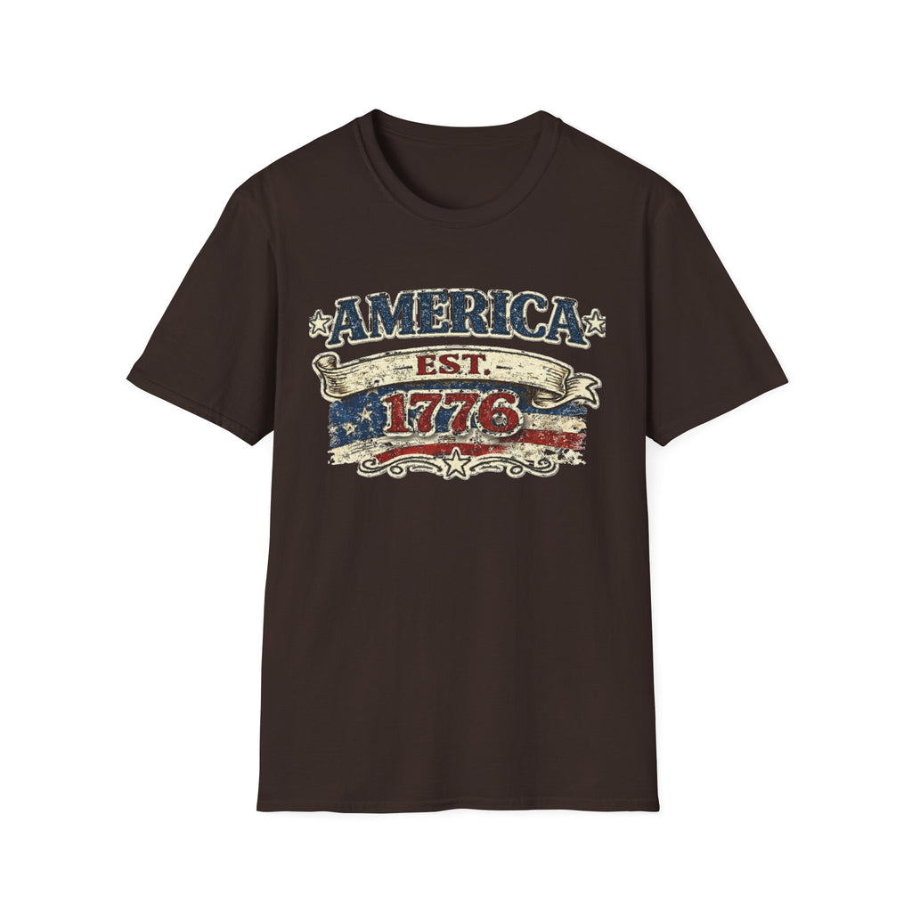 America est 1776 T-Shirt — Vintage Patriotic Tee