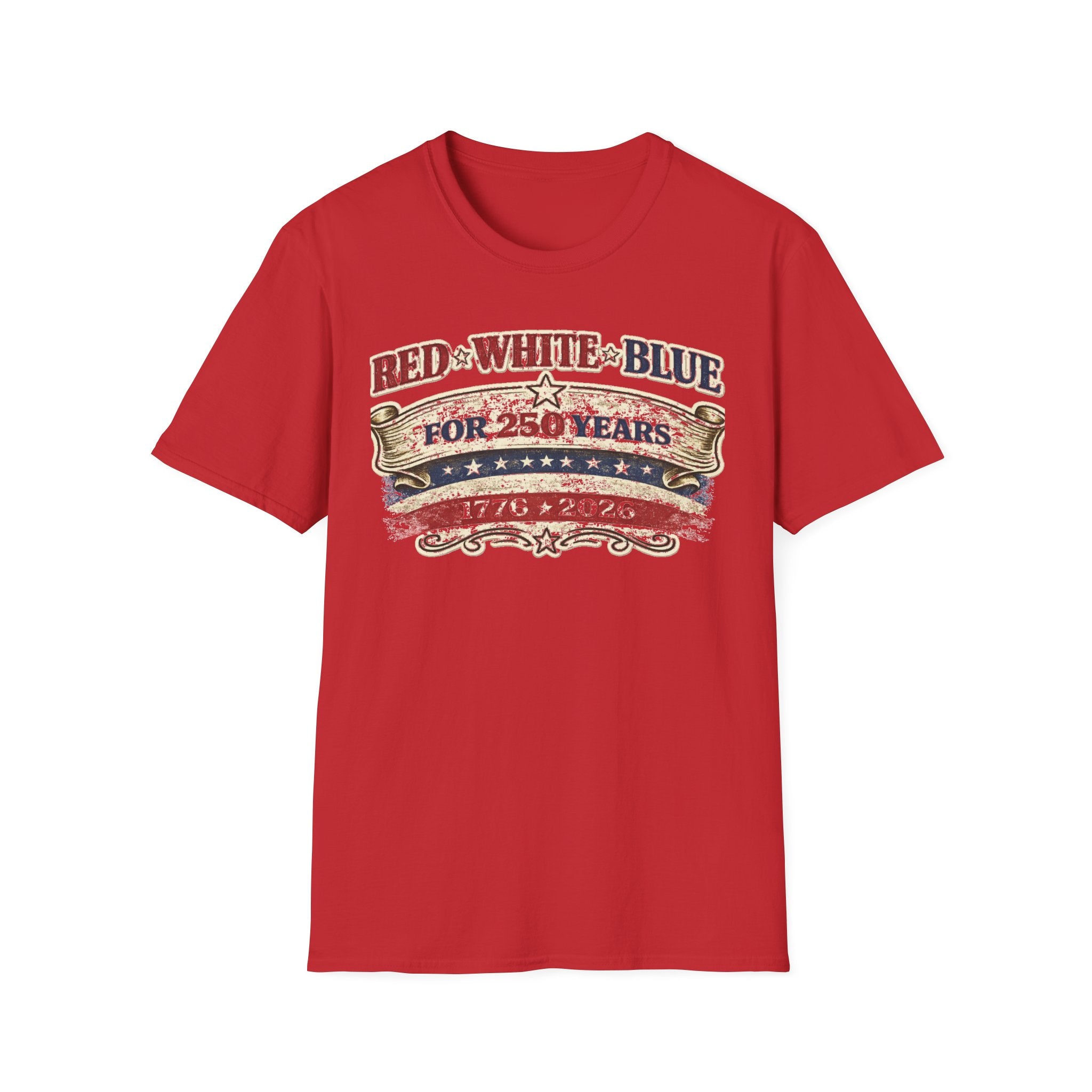 250 Years Red White and Blue T-Shirt — Patriotic Anniversary Tee