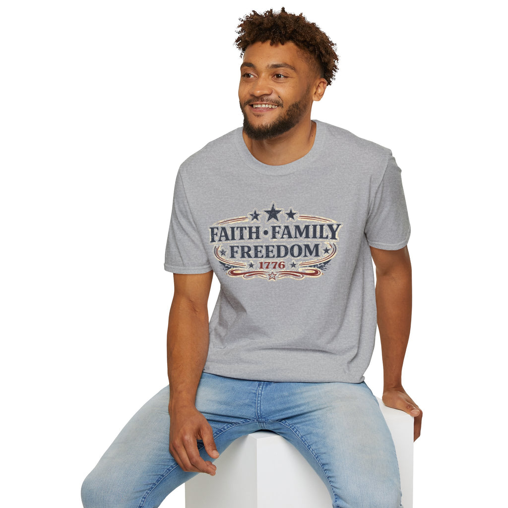 Faith Family Freedom T-Shirt — Patriotic 1776 American Pride Tee