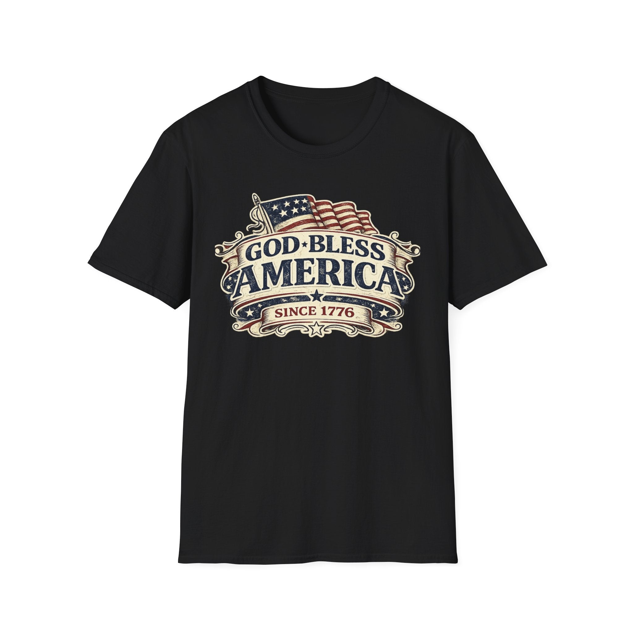 God Bless America T-Shirt – Vintage Flag Patriotic Tee (Since 1776)