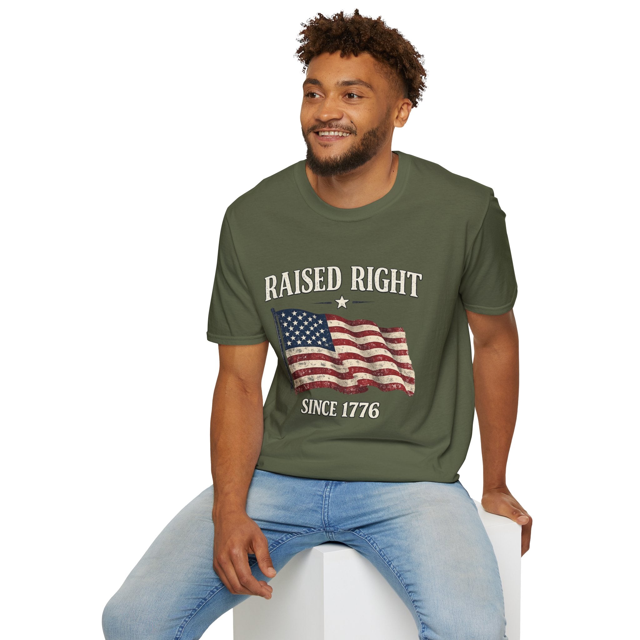 Raised Right Flag T-Shirt — American Flag "Since 1776" Patriotic Tee