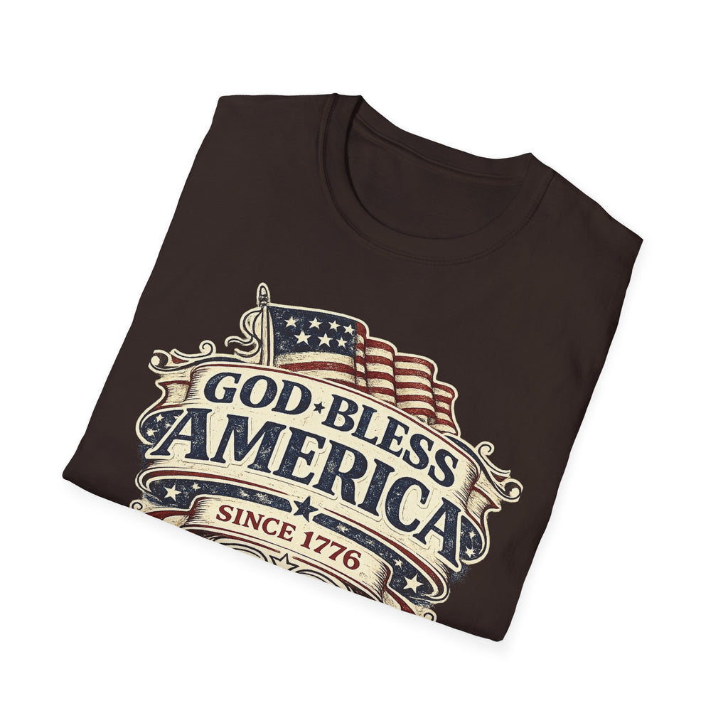 God Bless America T-Shirt – Vintage Flag Patriotic Tee (Since 1776)
