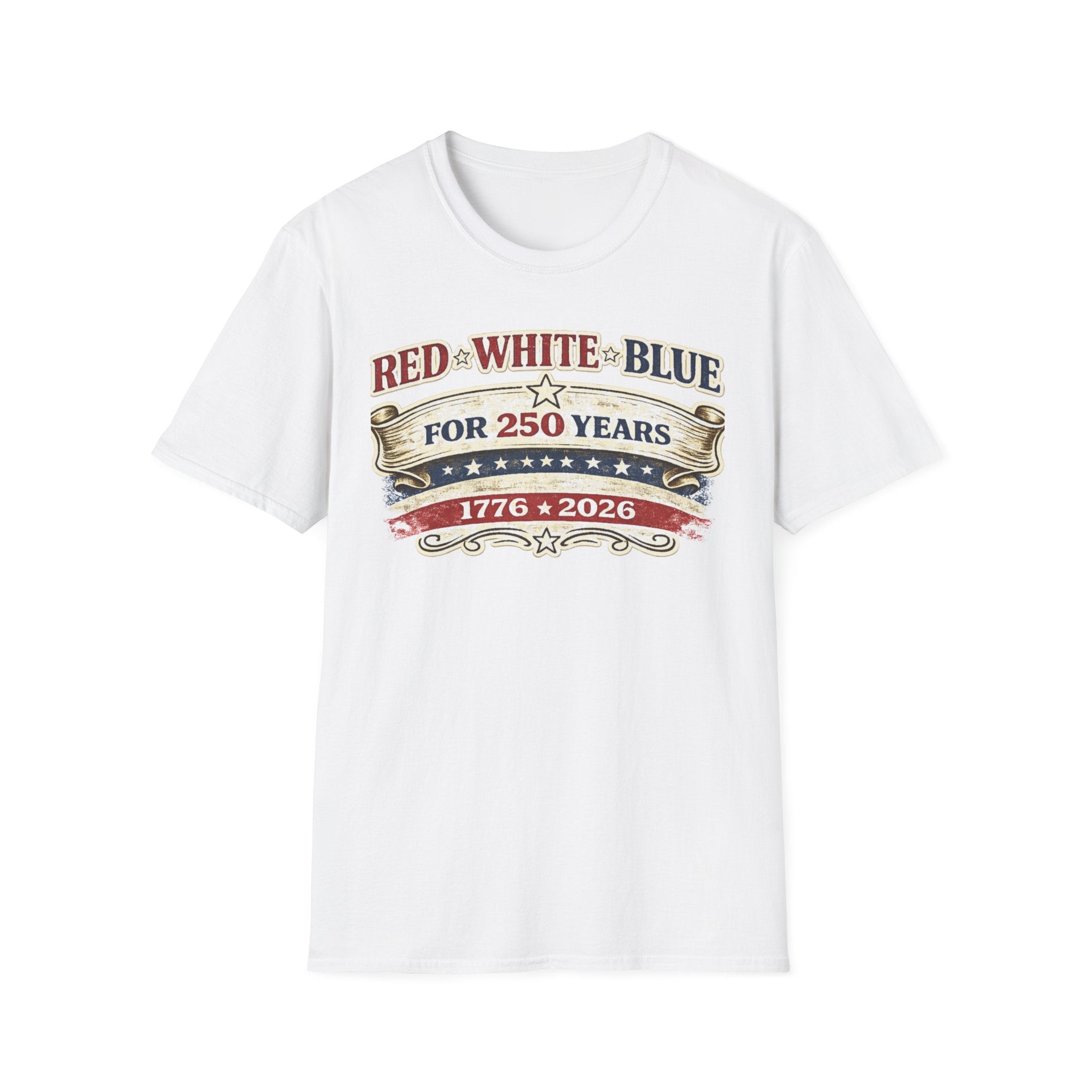 250 Years Red White and Blue T-Shirt — Patriotic Anniversary Tee