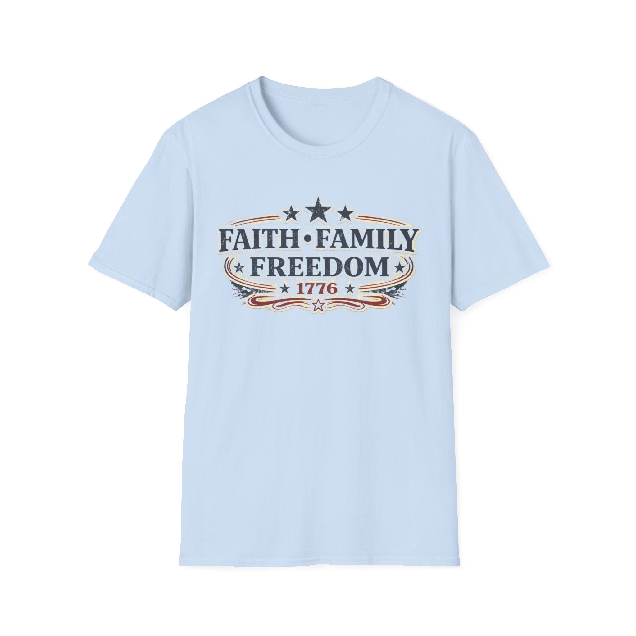 Faith Family Freedom T-Shirt — Patriotic 1776 American Pride Tee