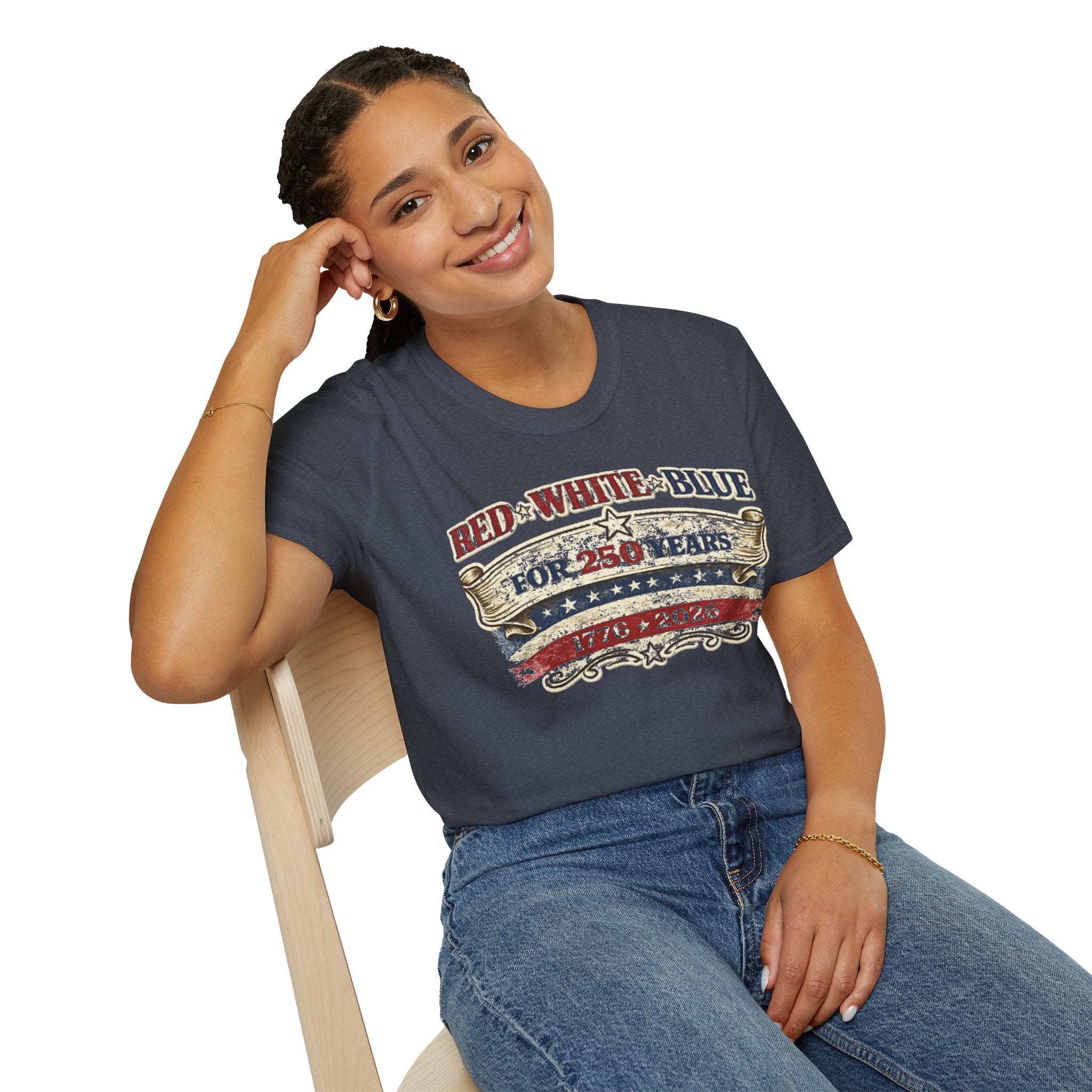 250 Years Red White and Blue T-Shirt — Patriotic Anniversary Tee
