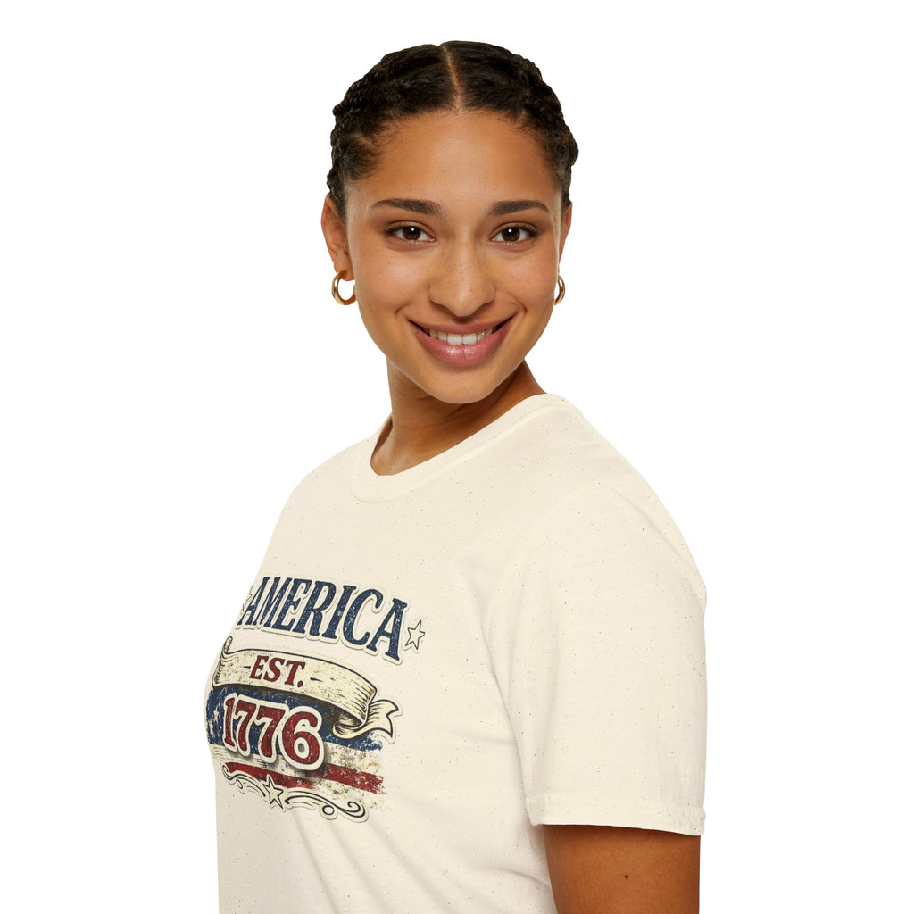 America est 1776 T-Shirt — Vintage Patriotic Tee