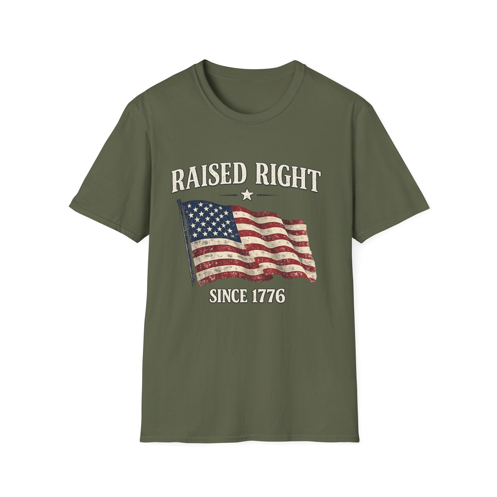 Raised Right Flag T-Shirt — American Flag "Since 1776" Patriotic Tee