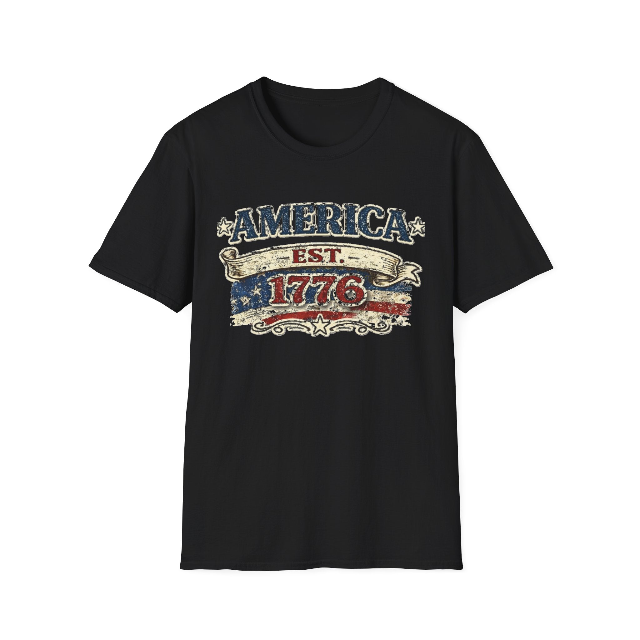 America est 1776 T-Shirt — Vintage Patriotic Tee
